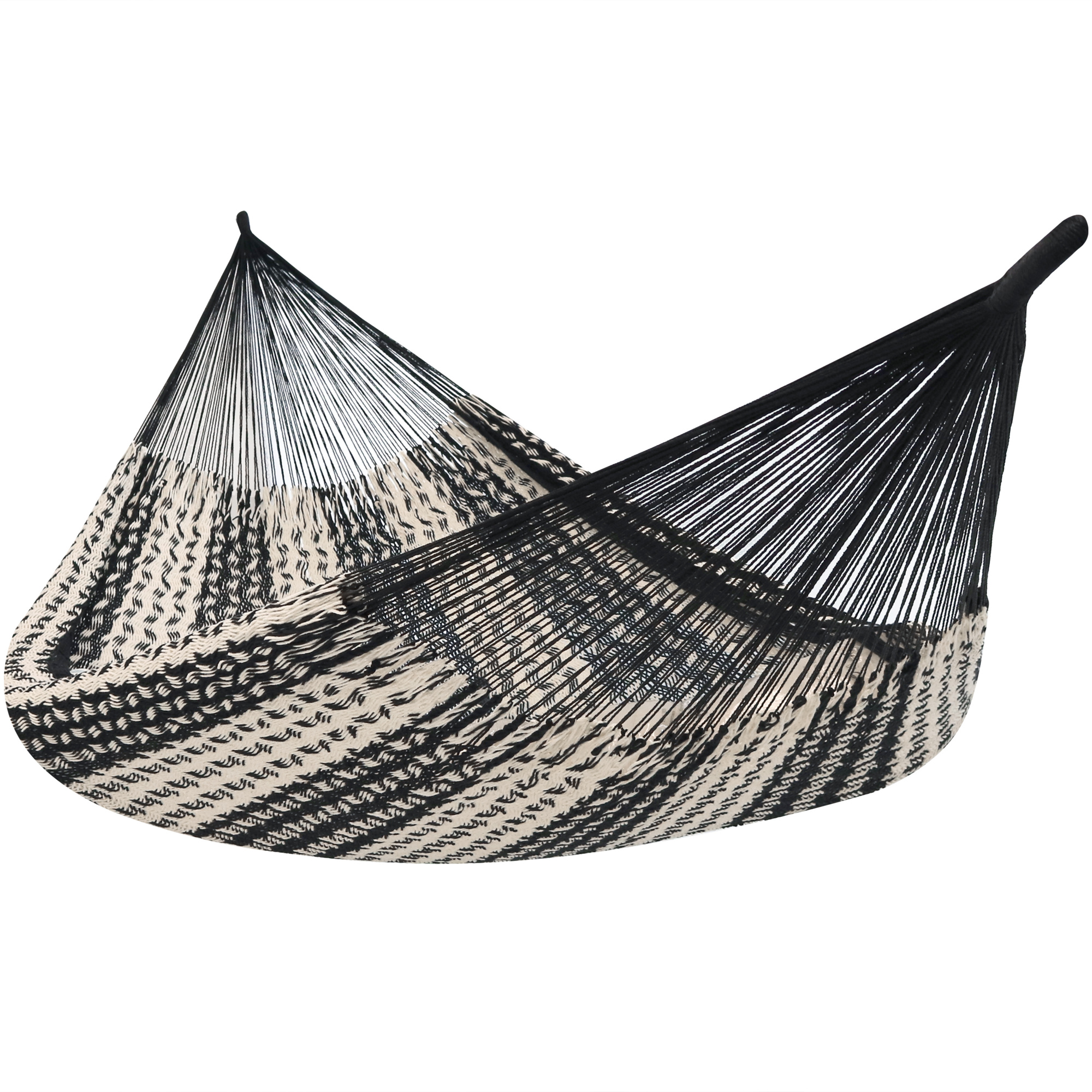 Sunnydaze Decor, Handwoven XXL Thick Cord Mayan Hammock - Black, Color Beige, Capacity 625 lb, Material Cotton, Model# HM24NBLK